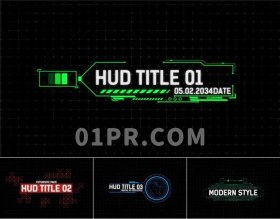 Pr字幕模板 4组HUD数字数据网络科技游戏标题文字 Pr素材